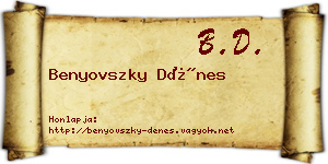 Benyovszky Dénes névjegykártya