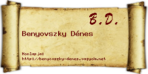 Benyovszky Dénes névjegykártya