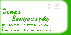 denes benyovszky business card